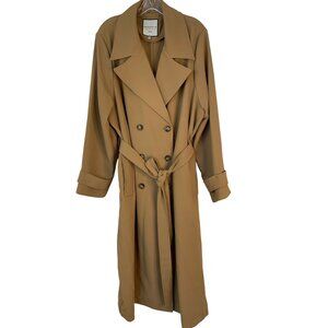 Bagatelle Collection Womens Double-Breast Knit Camel Trench Coat 2X RX10638 EUC